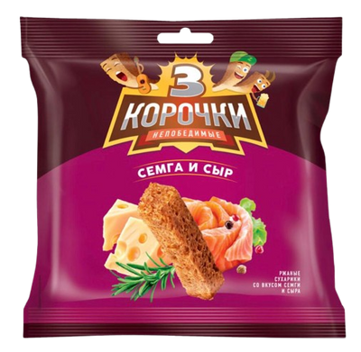 3 KOROCHKI Dry Croutons Cheese & Salmon