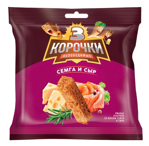 3 KOROCHKI Dry Croutons Cheese & Salmon