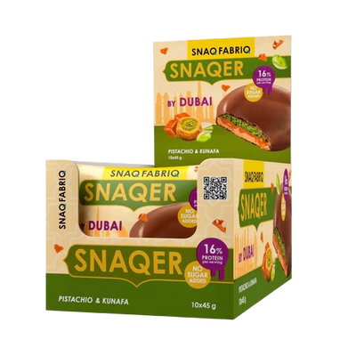 SNAQER Protein Cookies Pistachio kunafa & caramel box 10 pcs