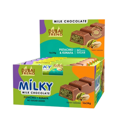 SNAQ FABRIQ Milk Chocolate with Pistachio & Kunafa box 16 pcs