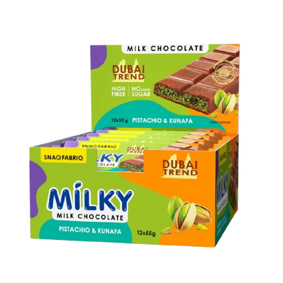SNAQ FABRIQ Milk Chocolate with Pistachio & Kunafa box 12 pcs