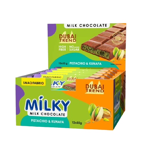 SNAQ FABRIQ Milk Chocolate with Pistachio & Kunafa box 12 pcs
