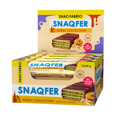 SNAQ FABRIQ Glazed Wafer Bar Pistachio kunafa box 12 pcs