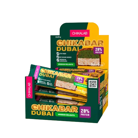 CHIKALAB DUBAI Chocolate-coated Protein bar Walnut with  Pistachio and crispy dough box 12 pc