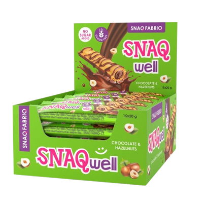SNAQ FABRIQ Chocolate hazelnuts bars (waffles) without sugar Snaq well box 15 pcs