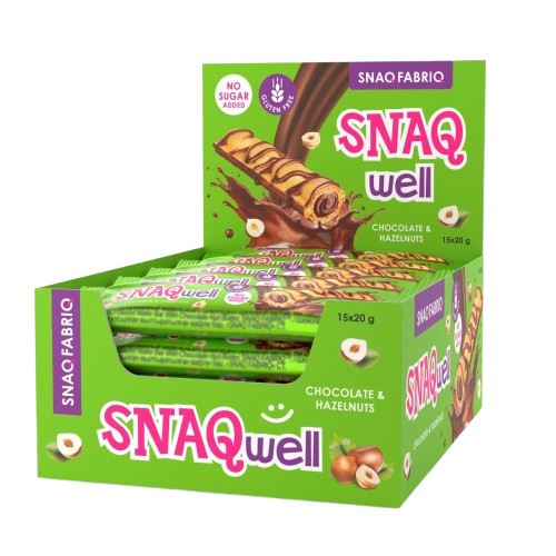 SNAQ FABRIQ Chocolate hazelnuts bars (waffles) without sugar Snaq well box 15 pcs