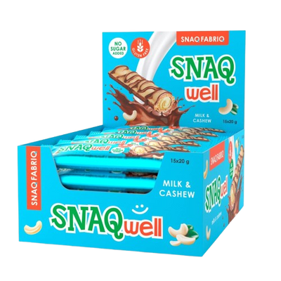 SNAQ FABRIQ Chocolate milk cashew bars (waffles) without sugar Snaq well box 15 pcs