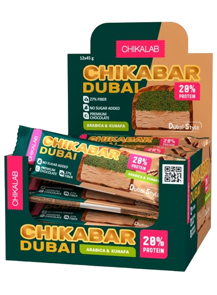 CHIKALAB DUBAI Chocolate-coated Protein bar Mochaccino with pistachio and crispy dough box 12 pc