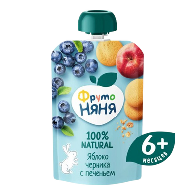 Fruto Nanny Fruit Puree with Cookies Apple Blueberry