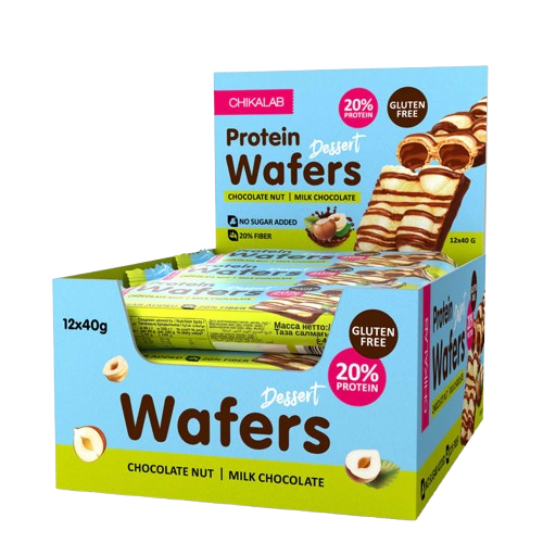 Chikalab Protein Wafers Chocolate nut dessert box 12 pcs