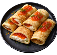 Blini with Red Caviar and Cream Cheese