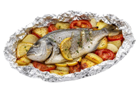 Baked Dorado in Foil with Vegetables