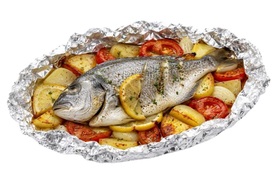 Baked Dorado in Foil with Vegetables