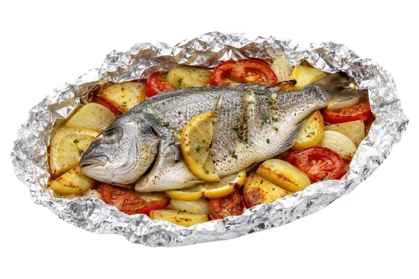 Baked Dorado in Foil with Vegetables