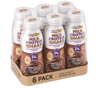 Bombbar Lactose Free Protein Milkshake Chocolate Plombir box 6*350 ml