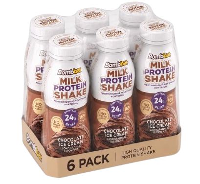 Bombbar Lactose Free Protein Milkshake Chocolate Plombir box 6*350 ml