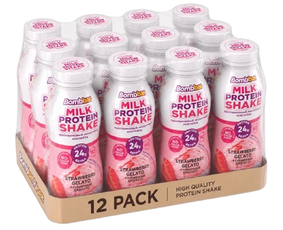 Bombbar Lactose Free Protein Milkshake Strawberry Gelato box 12*350 ml