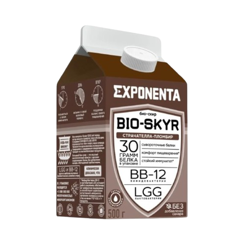 Exponenta Fermented Milk Drink Bio -SKYR 3 IN 1, Strachatella-Plombir Fat-Free