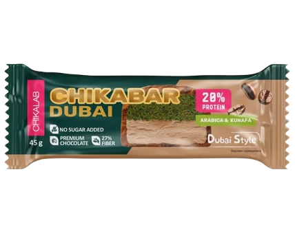 CHIKALAB DUBAI Chocolate-coated Protein bar Mochaccino with pistachio and crispy dough