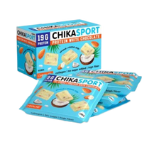 CHIKALAB Chika Sport White Protein Chocolate with almonds and coconut chips box 4 pcs