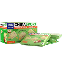 CHIKALAB Chika Sport White Protein Chocolate with hazelnuts and corn flakes box 4 pcs
