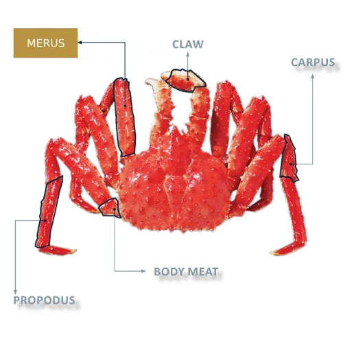 Heritage Red King Crab Cooked IQF Merus Meat Shell Off