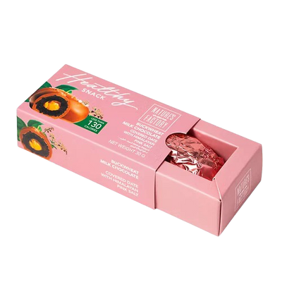 BUCKWHEAT MILK CHOCOLATE COVERED DATE WITH HIMALAYAN PINK SALT