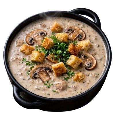 Mushroom Cream Soup with Crutons