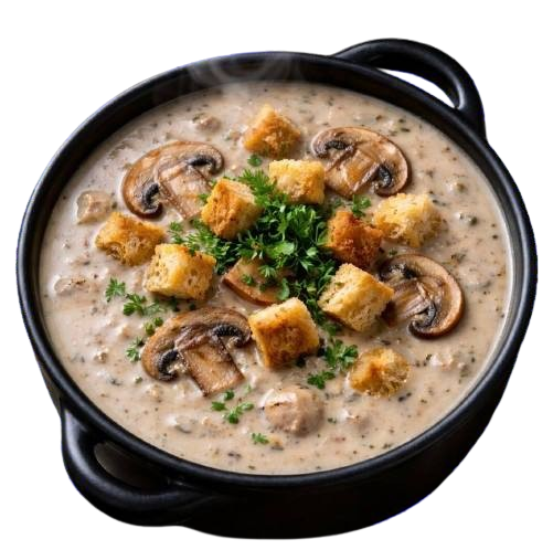 Mushroom Cream Soup with Crutons