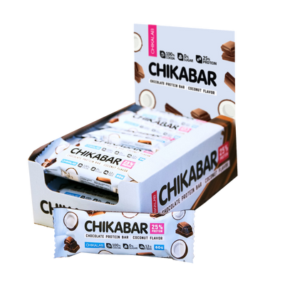 CHIKALAB Chocolate covered protein bar with filling  COCONUT 12 pcs