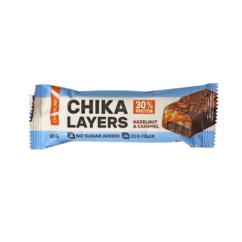 CHIKALAB Chocolate covered protein bar with filling  Hazelnut With Caramel