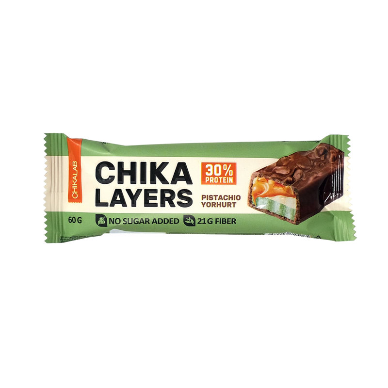 CHIKALAB Chocolate covered protein bar with filling Pistachio Yoghurt