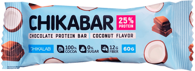 CHIKALAB Chocolate covered protein bar with filling  COCONUT