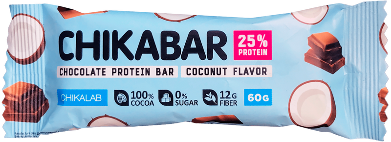 CHIKALAB Chocolate covered protein bar with filling  COCONUT