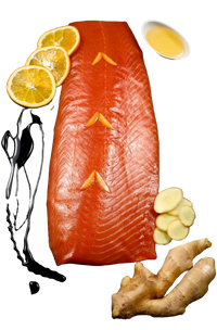 Cold Smoked King salmon with Orange,Honey and Ginger